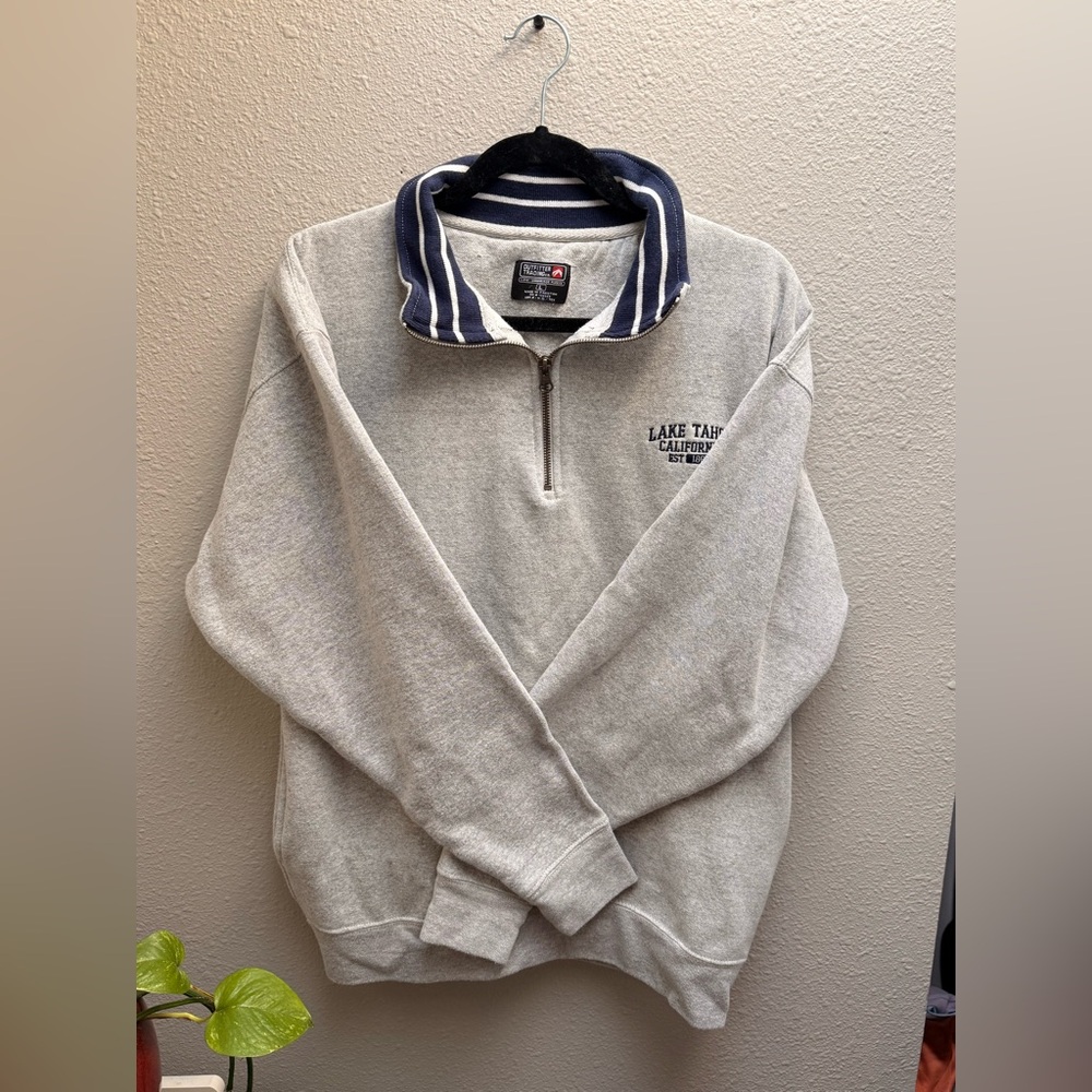 Preppy Lake Tahoe Women's Zip Up in Heather Gray and Navy